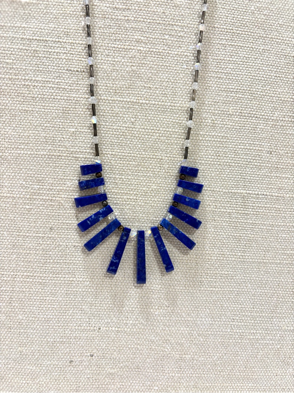 Handcrafted Artisan Genuine Swarovski Blue Howlite Statement Necklace